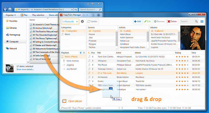 drag and drop songs from pc to iphone