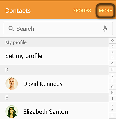 more button in contacts app on android