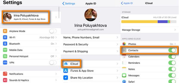 Sync contacts to icloud