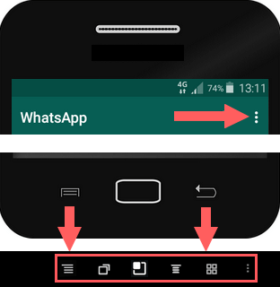 whatsapp menu buttons on android