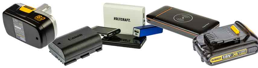 Selection of different lithium ion batteries and cells