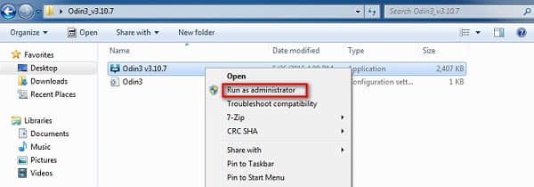 run odin file as administrator