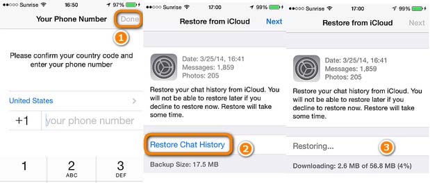 Восстановить WhatsApp iCloud Backup