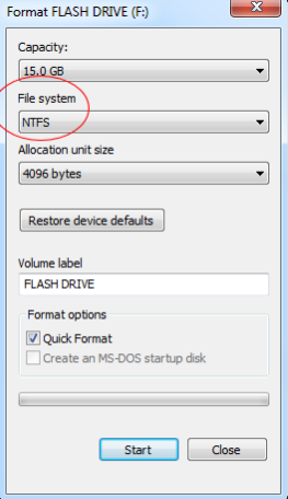 format the sd card on windows