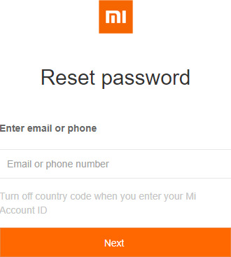 Reset Xiaomi Password