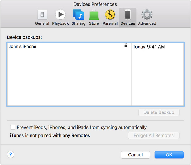 restore from itunes backup