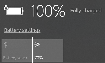 Change screen brightness using the battery icon