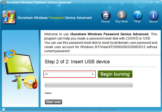 burn lenovo tablet password reset disk