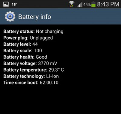 inspect the battery status of your phone