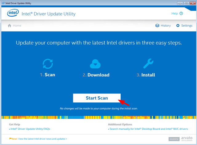 Start Scan Intel Driver Update Utility