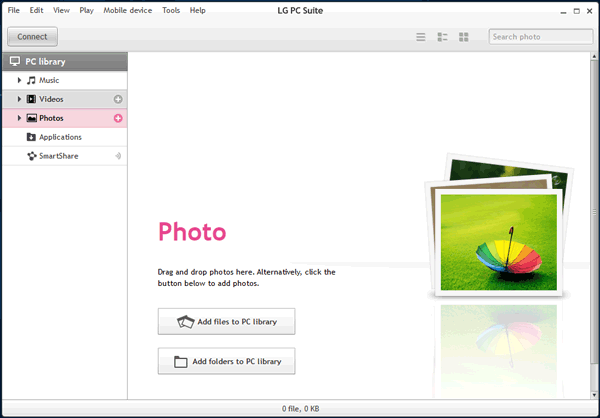 upload photos from lg to a computer via official lg pc suite