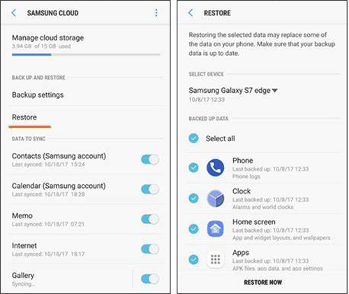how to retrieve contacts from samsung account