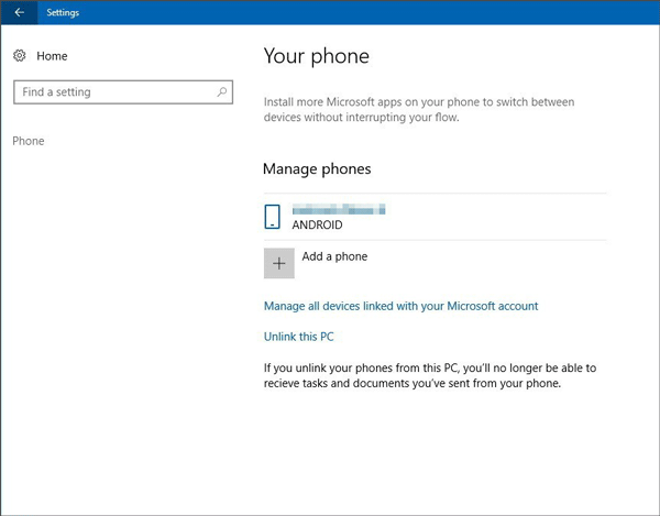 connect samsung phone to windows 10