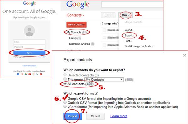 sync contacts from galaxy to computer using google account