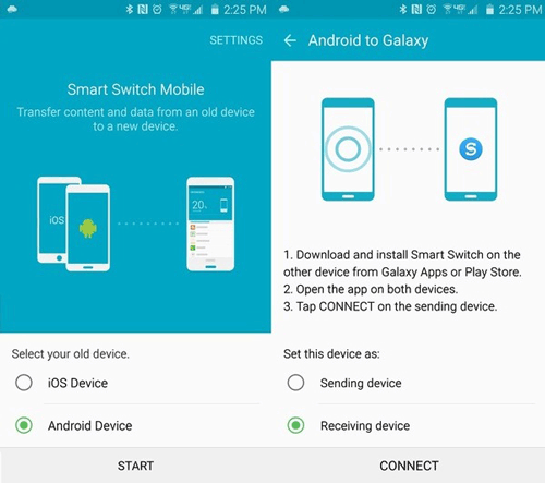 run smart switch on both htc and samsung