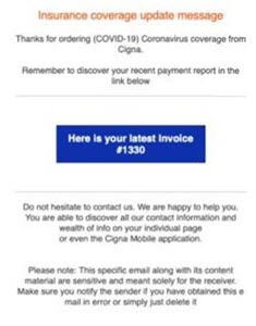 Fake insurance phishing text