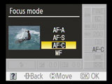nikon focus mode screen