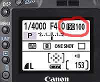 camera iso setting on lcd screen