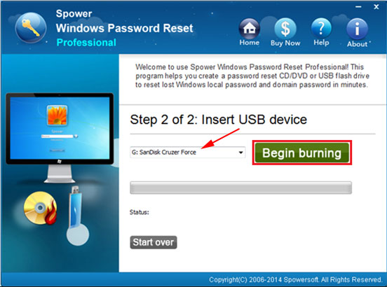 burn password reset disk