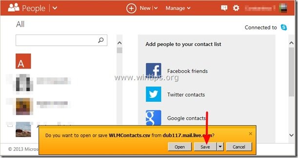 save windows live contacts