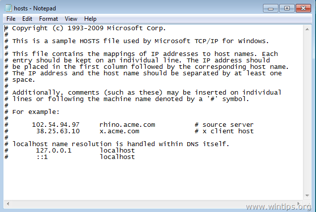 restore hosts file