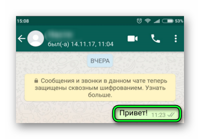 Статус отправки сообщения WhatsApp