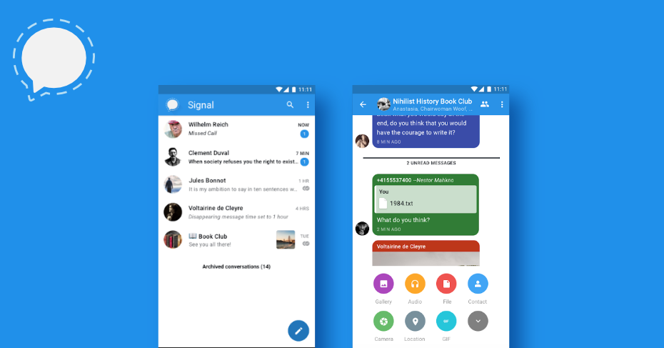 signal messenger, secure messaging app, free chat app